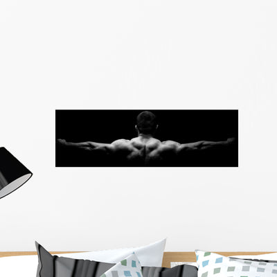 Rear View Of Healthy Muscular Young Man Wall Decal shown on a wall