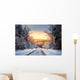 Winter road in forest Wall Decal
