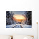 Winter road in forest Wall Decal