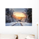 Winter road in forest Wall Decal
