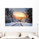 Winter road in forest Wall Decal