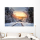 Winter road in forest Wall Decal