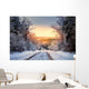 Winter road in forest Wall Decal