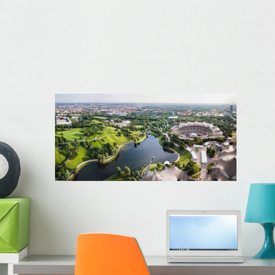 Panoramic View At Stadium Of The Olympiapark In Munich, Germany Wall Decal shown on a wall