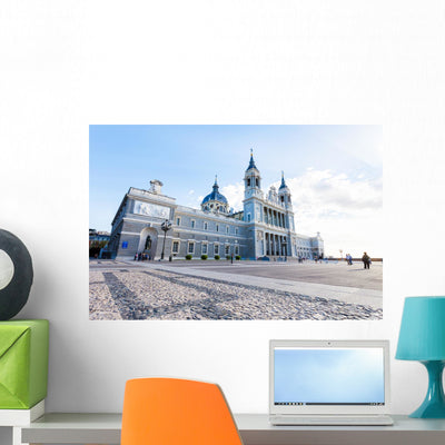 Cathedral Almudena With Tourists On A Spring Day In Madrid Wall Decal shown on a wall