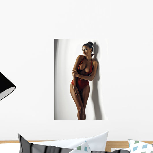 Girl in a red bathing suit Wall Decal