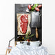 vintage cleaver and raw beef steak Wall Decal