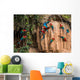 macaws in clay lick in the peruvian Amazon jungle at Madre de Di Wall Decal