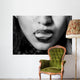 Sexy woman smoking closeup black and white Wall Decal