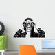 Surprised girl looking through binoculars black and white Wall Decal