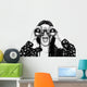 Surprised girl looking through binoculars black and white Wall Decal