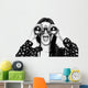 Surprised girl looking through binoculars black and white Wall Decal