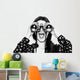 Surprised girl looking through binoculars black and white Wall Decal