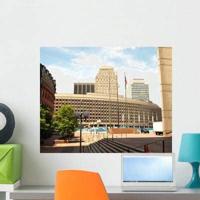 View Of Boston Wall Decal shown on a wall