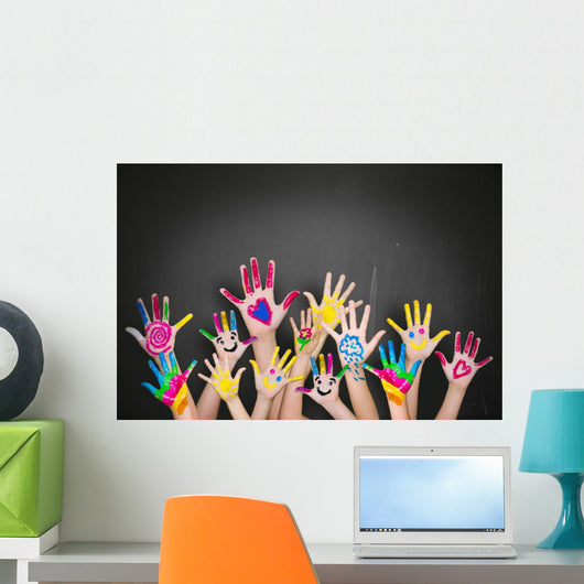 viele bunte h&auml;nde Wall Decal