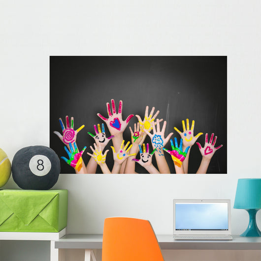 viele bunte h&auml;nde Wall Decal