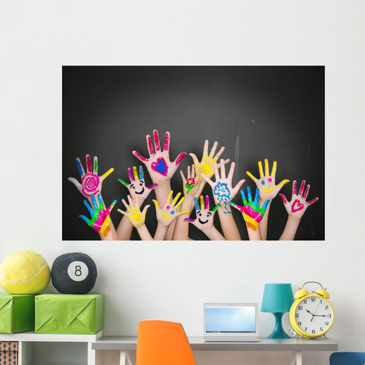 viele bunte h&auml;nde Wall Decal