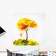 autumn tree. Dreaming girl on swing Wall Decal