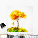 autumn tree. Dreaming girl on swing Wall Decal