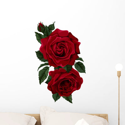 Red Red Rose Wall Decal shown on a wall