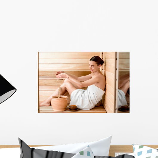 Woman in sauna Wall Decal