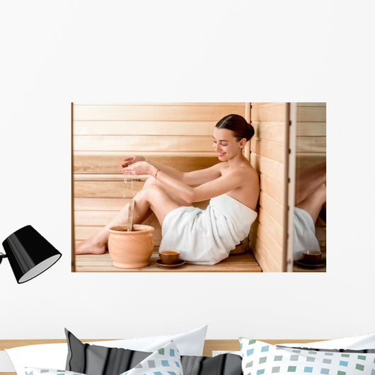 Woman in sauna Wall Decal