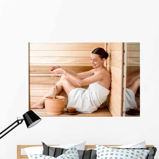 Woman in sauna Wall Decal