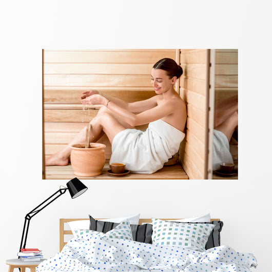 Woman in sauna Wall Decal