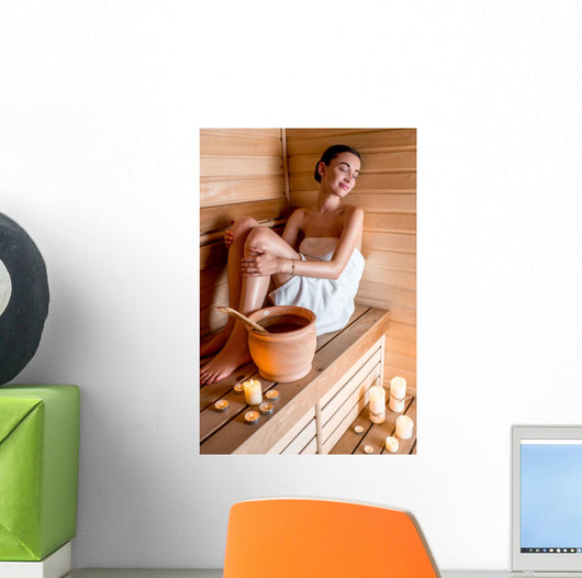 Woman in sauna Wall Decal