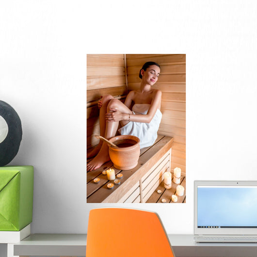 Woman in sauna Wall Decal