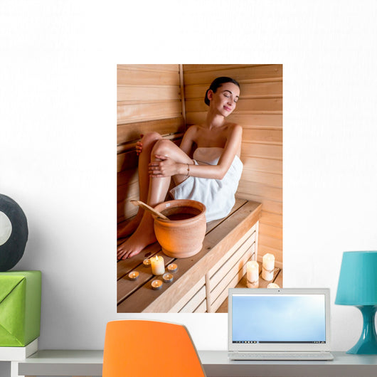 Woman in sauna Wall Decal