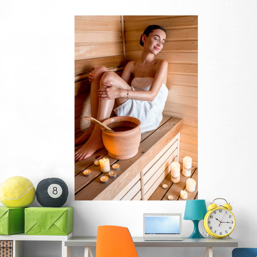 Woman in sauna Wall Decal