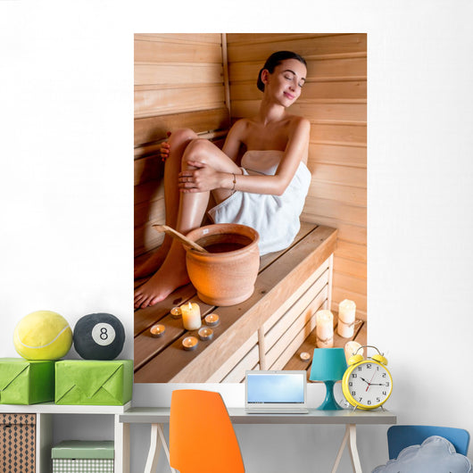 Woman in sauna Wall Decal