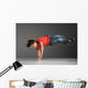 little break dancer showing his skills on grey background. Wall Decal