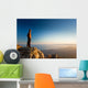 man on the cliff in mountains at sunset Wall Decal
