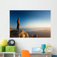 man on the cliff in mountains at sunset Wall Decal