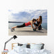 Young woman doing push-ups on a medicine ball with a coach Wall Decal