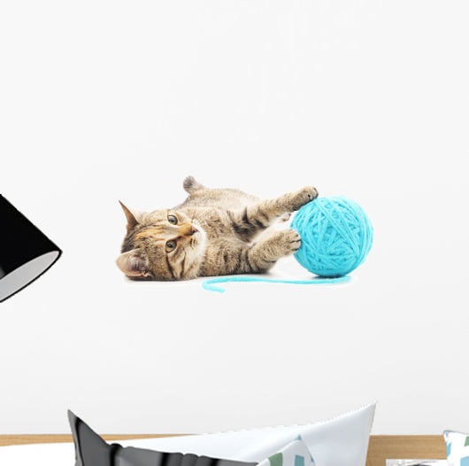 Cat with Ball Yarn Wall Decal