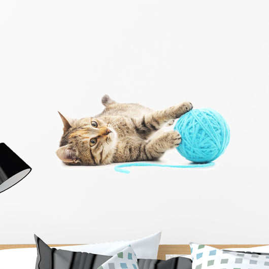 Cat with Ball Yarn Wall Decal