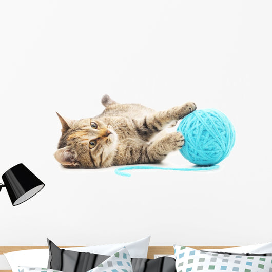 Cat with Ball Yarn Wall Decal
