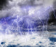 Black clouds in the sky full of lightning in a thunderstorm. Wall Decal