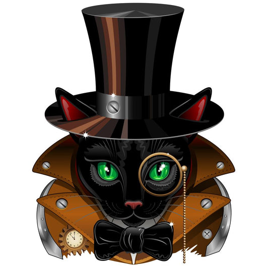 Steampunk Black Cat Wall Decal