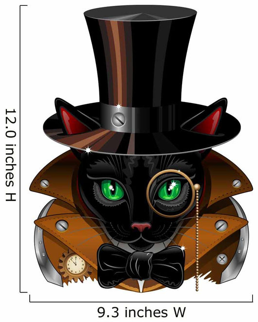 Steampunk Black Cat Wall Decal