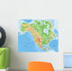High detailed North America physical map with labeling. Wall Decal