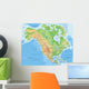 High detailed North America physical map with labeling. Wall Decal