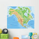 High detailed North America physical map with labeling. Wall Decal