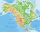High detailed North America physical map with labeling. Wall Decal