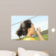 Portrait of young Asian girl with soccer ball. Wall Decal