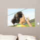 Portrait of young Asian girl with soccer ball. Wall Decal