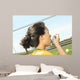 Portrait of young Asian girl with soccer ball. Wall Decal
